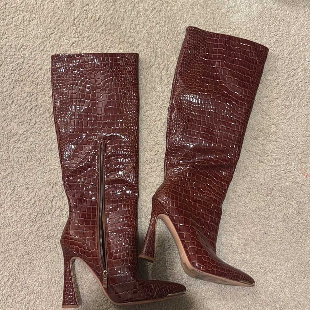 Crocodile Skin Patterned Boots